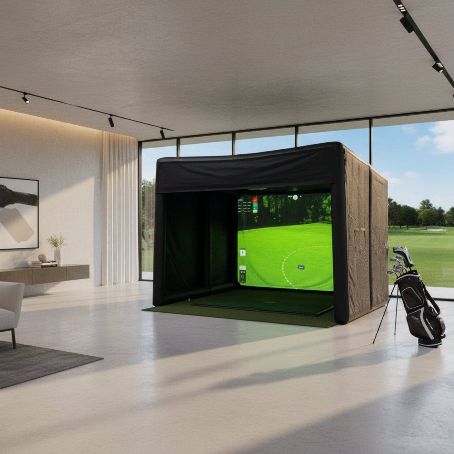 Portable Inflatable Golf Simulator Set - 13X10Ft Dual - Use (Indoor & Outdoor) Golf Practice Swing System with Inflatable Tent & Pump