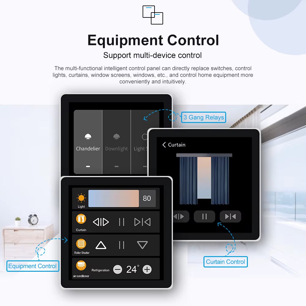 FUERS T3E T1E Smart Control Panel Switch Smart Home Automation System Tuya Switch Scene Panel Intelligent Touch Screen Zigbee