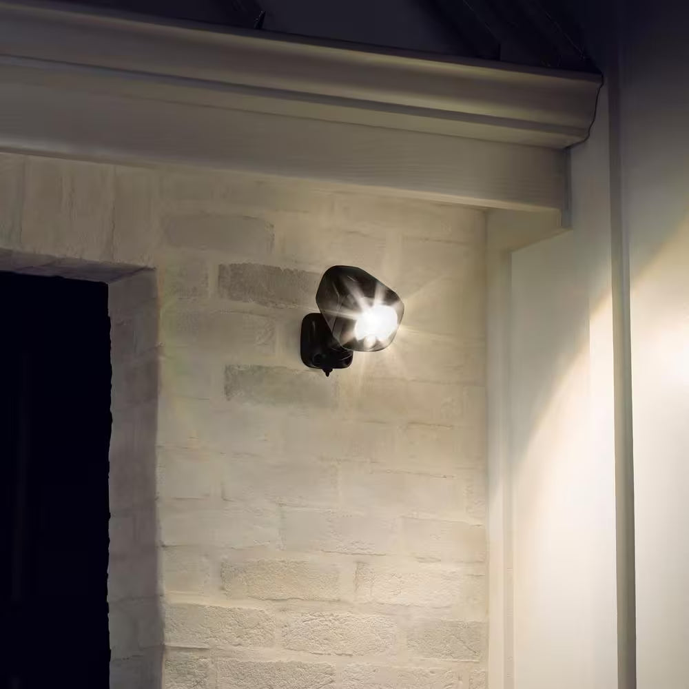 Black Smart Lighting Motion Activated Outdoor Integrated LED Spot Light Battery 2-Pack with Smart Lighting Bridge White