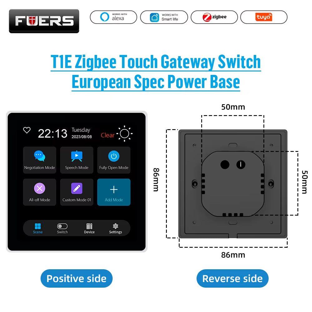 FUERS T3E T1E Smart Control Panel Switch Smart Home Automation System Tuya Switch Scene Panel Intelligent Touch Screen Zigbee