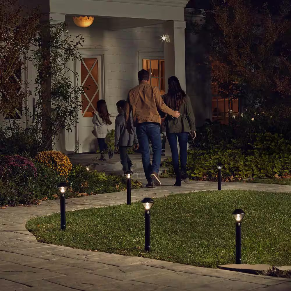 Black Smart Lighting Motion Activated Outdoor Integrated LED Spot Light Battery 2-Pack with Smart Lighting Bridge White