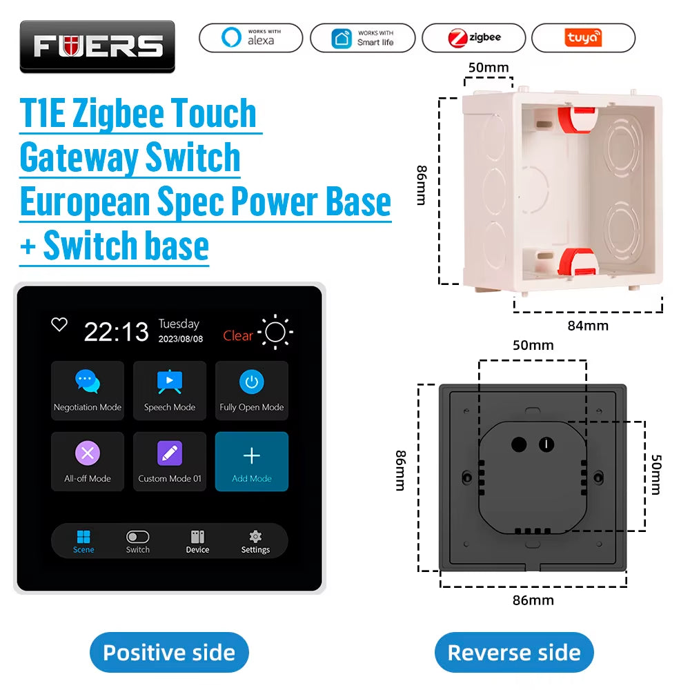 FUERS T3E T1E Smart Control Panel Switch Smart Home Automation System Tuya Switch Scene Panel Intelligent Touch Screen Zigbee