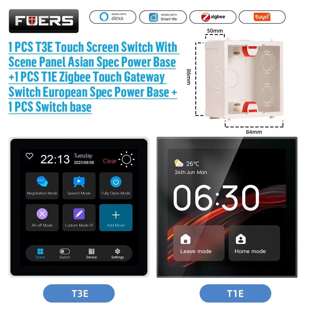 FUERS T3E T1E Smart Control Panel Switch Smart Home Automation System Tuya Switch Scene Panel Intelligent Touch Screen Zigbee