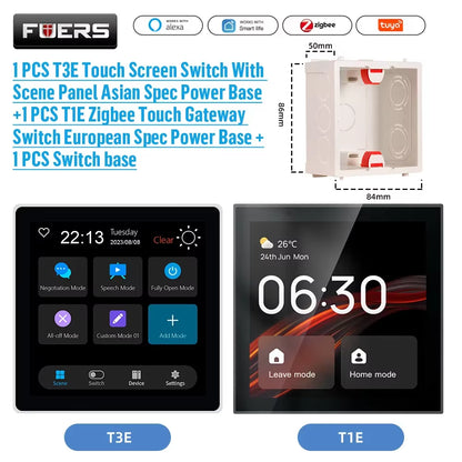 FUERS T3E T1E Smart Control Panel Switch Smart Home Automation System Tuya Switch Scene Panel Intelligent Touch Screen Zigbee